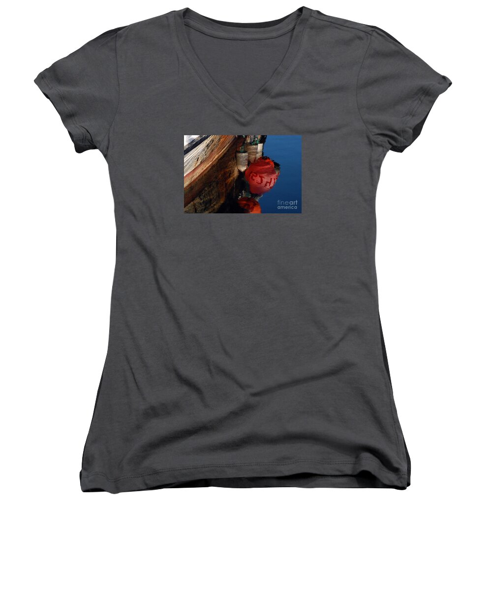 Westport Outing Women's V-Neck featuring the photograph Bouy Reflection by Chuck Flewelling