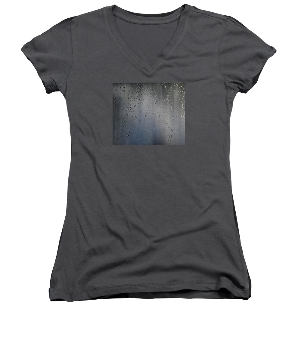 Abstract Women's V-Neck featuring the photograph Wet Stainless Steel by Lyle Crump