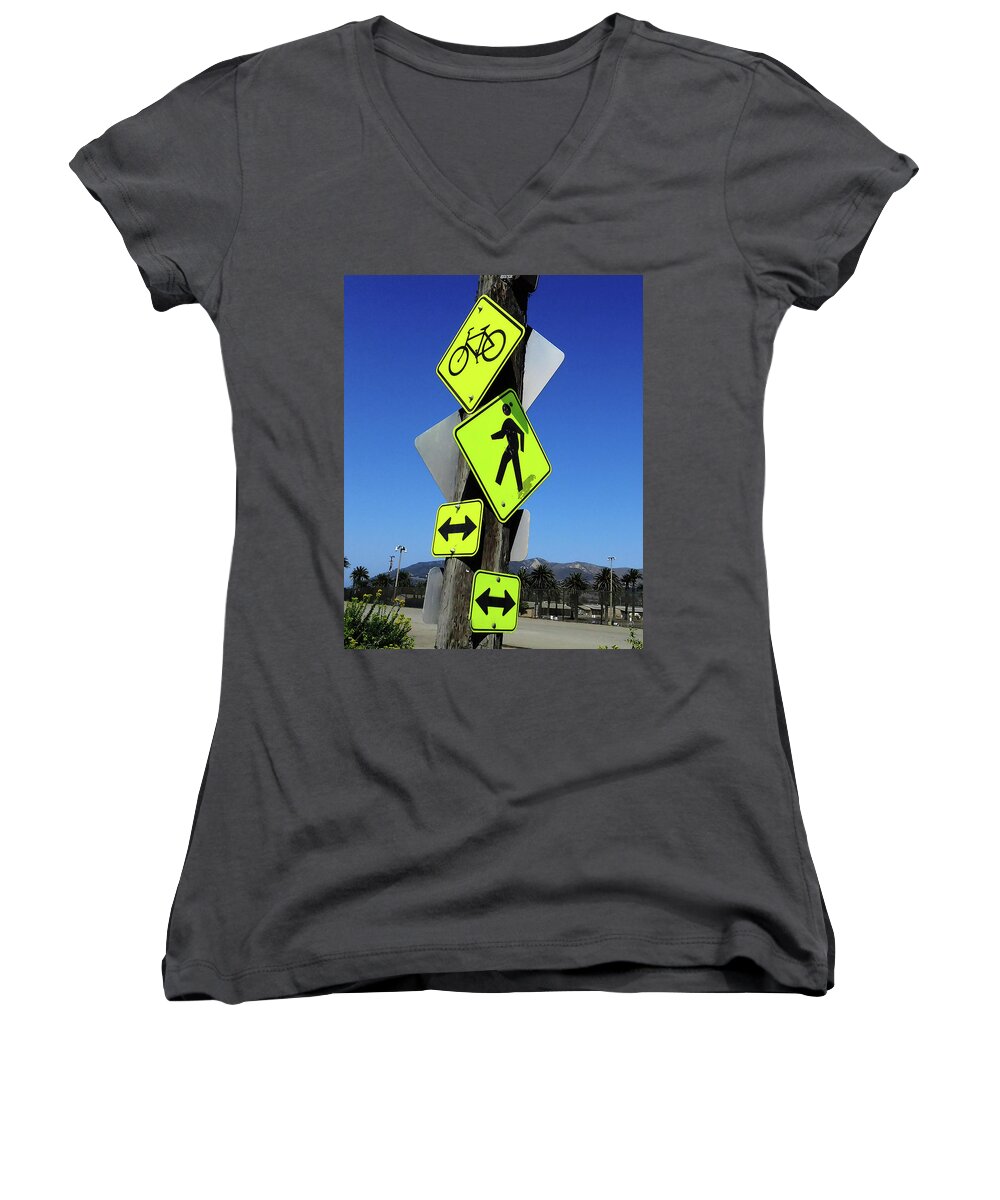 Signs Women's V-Neck featuring the photograph What by Joe Palermo
