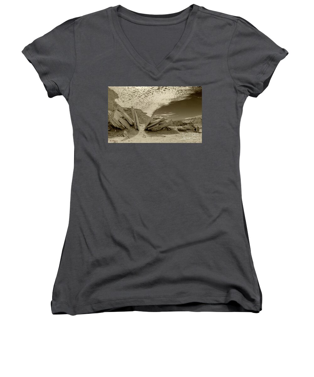 Nature Women's V-Neck featuring the photograph When God cuts slices..... by Arik Baltinester