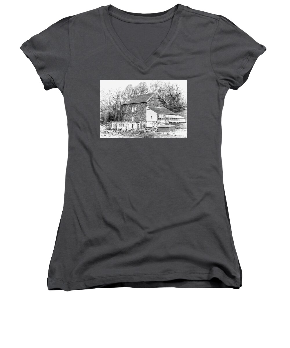 Farm Women's V-Neck featuring the photograph Where Have All The Farmers Gone by Judy Wolinsky