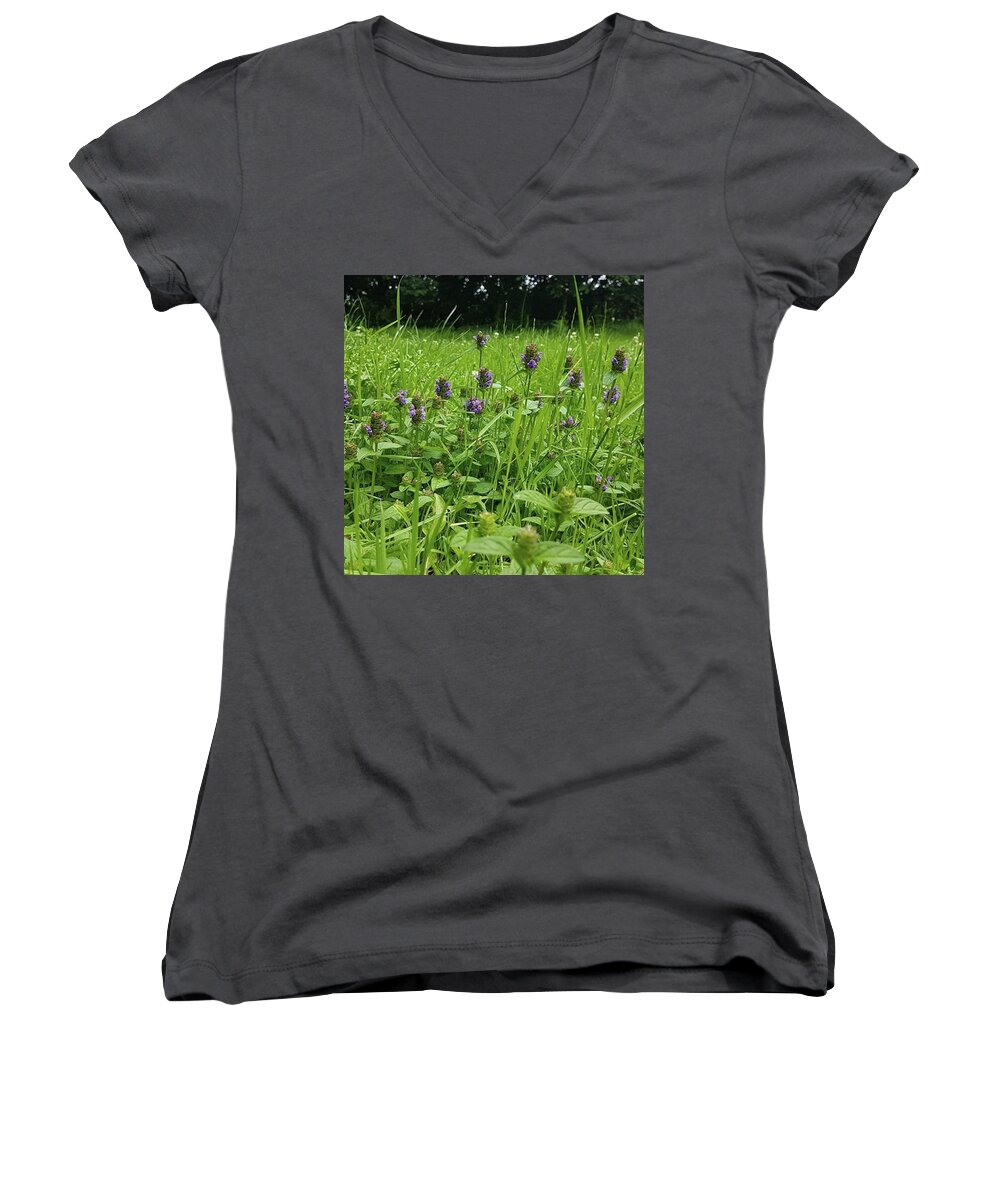 Green Women's V-Neck featuring the photograph Where Fairies Tread by Rowena Tutty