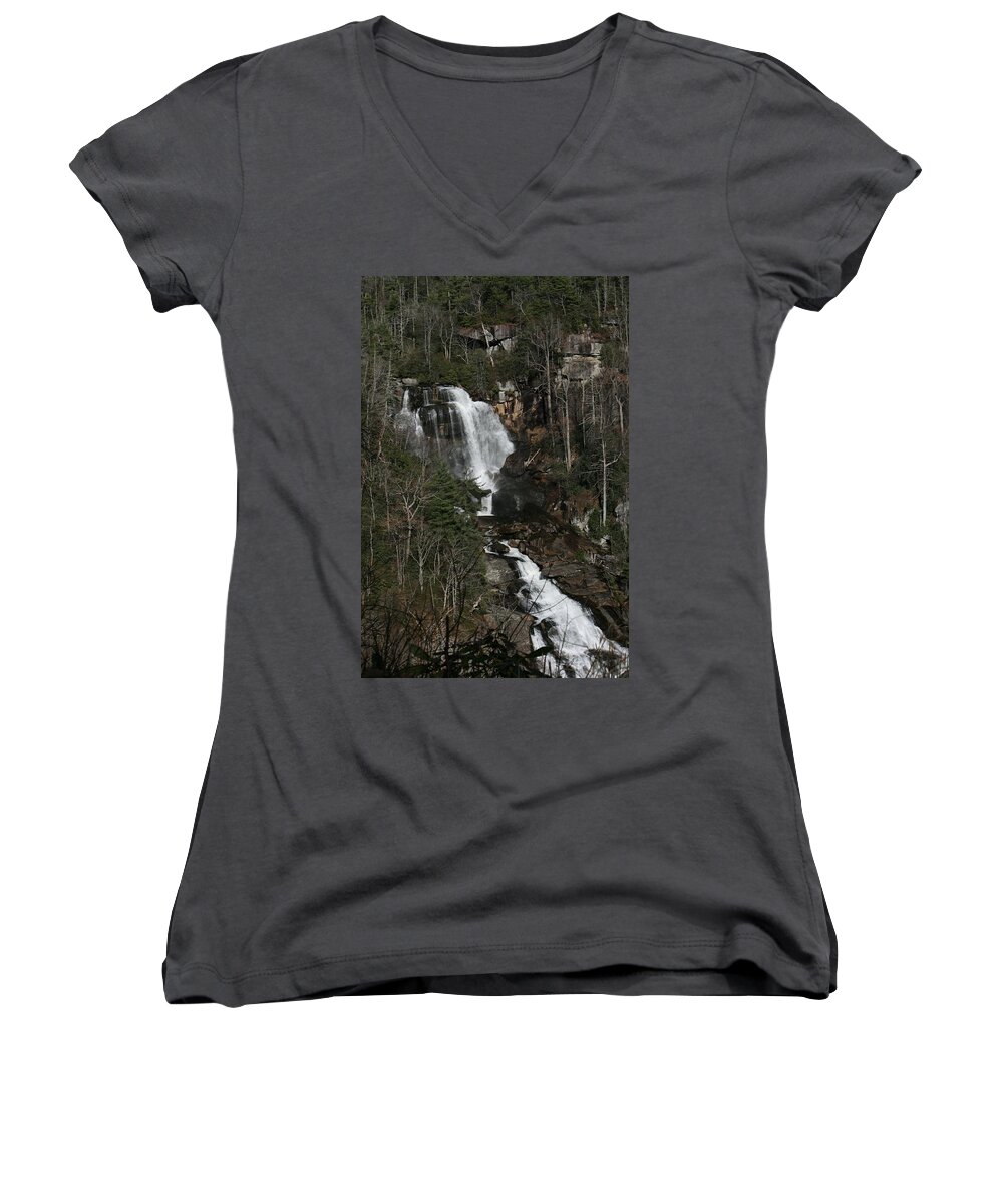 White Women's V-Neck featuring the photograph Whitewater Falls by Cathy Harper