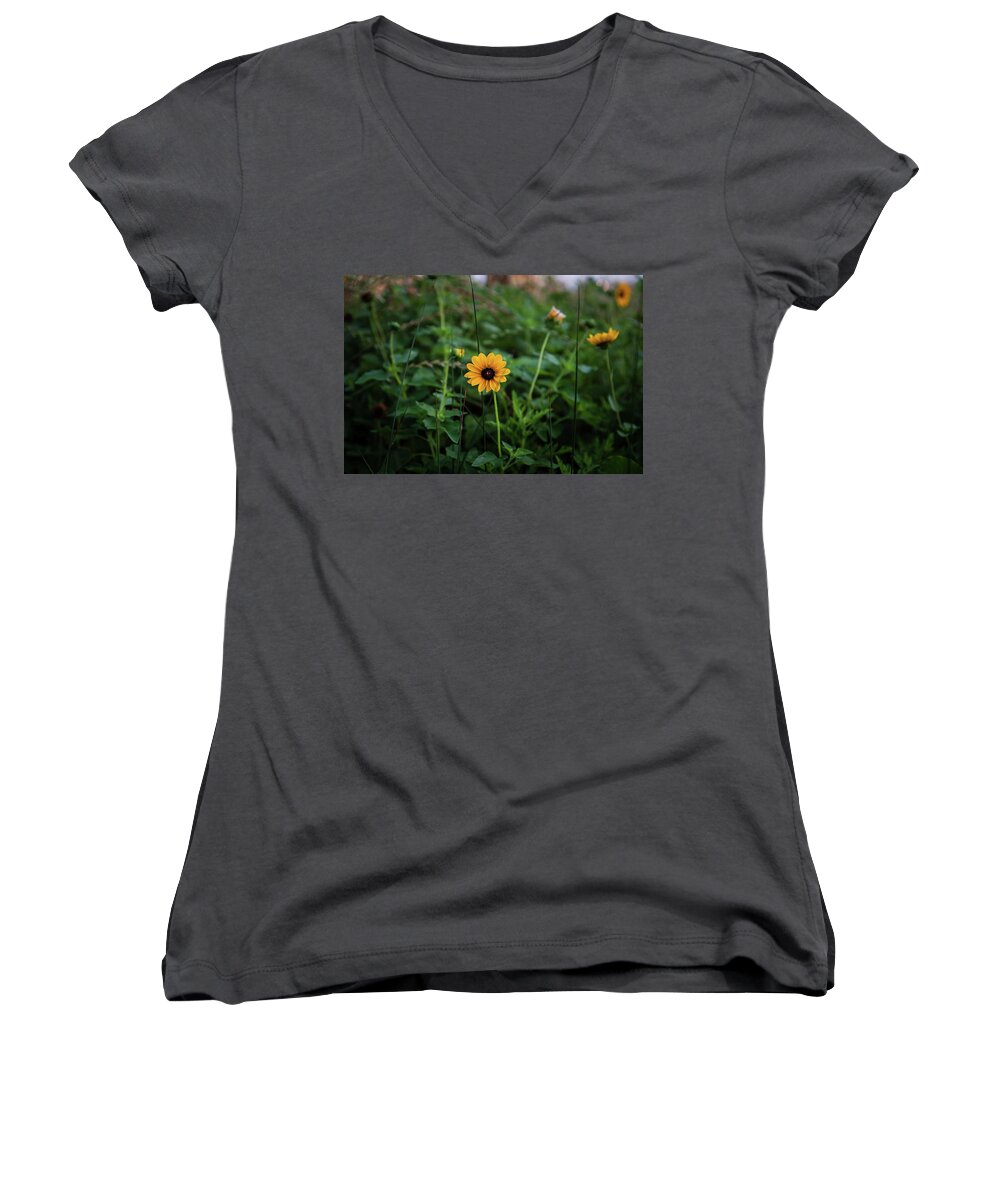 Surfside Beach Women's V-Neck featuring the photograph Wild at Hearts and Flowers by Judy Wright Lott