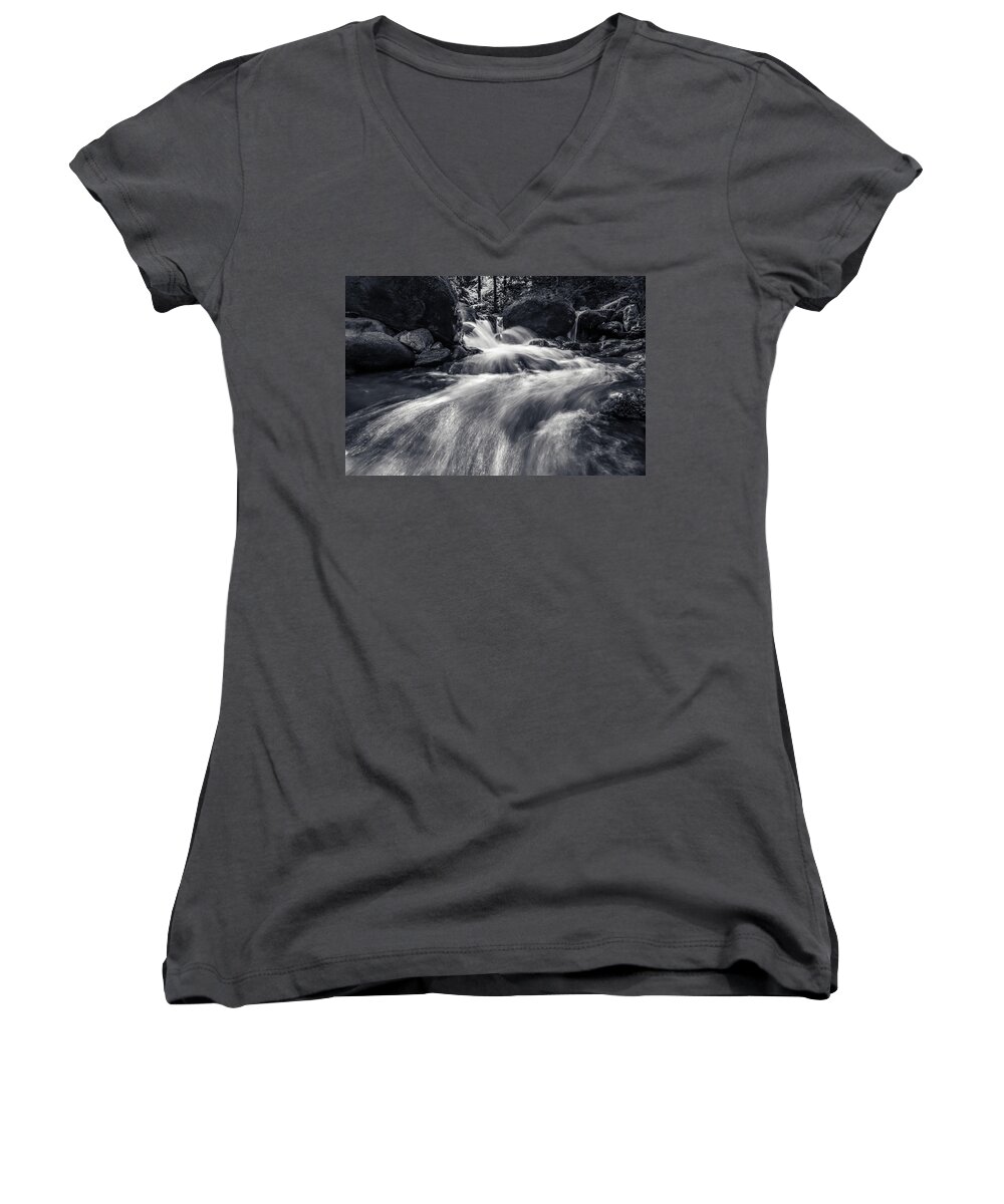 Nature Women's V-Neck featuring the photograph wild creek in Harz Mountains, Germany by Andreas Levi