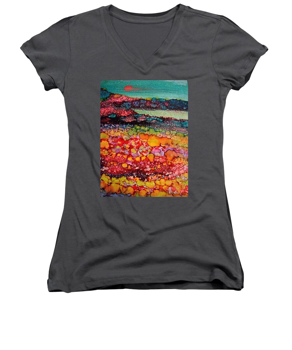 Gallery Women's V-Neck featuring the painting Wildflowers by Betsy Carlson Cross