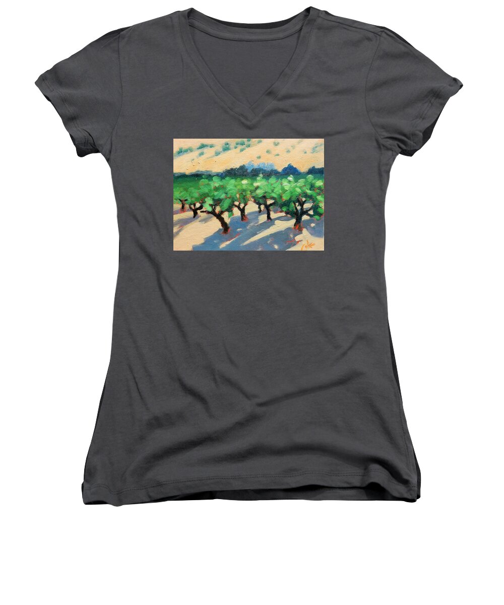Vineyard Women's V-Neck featuring the painting Wine Habitat by Gary Coleman