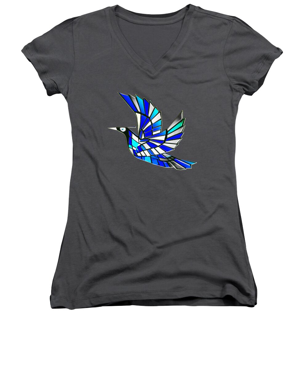 Birds Women's V-Neck featuring the digital art Wings by Asok Mukhopadhyay