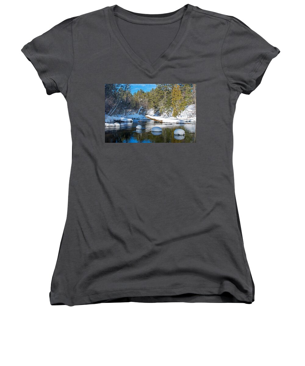 Winter Women's V-Neck featuring the photograph Winter Blues by Gary McCormick