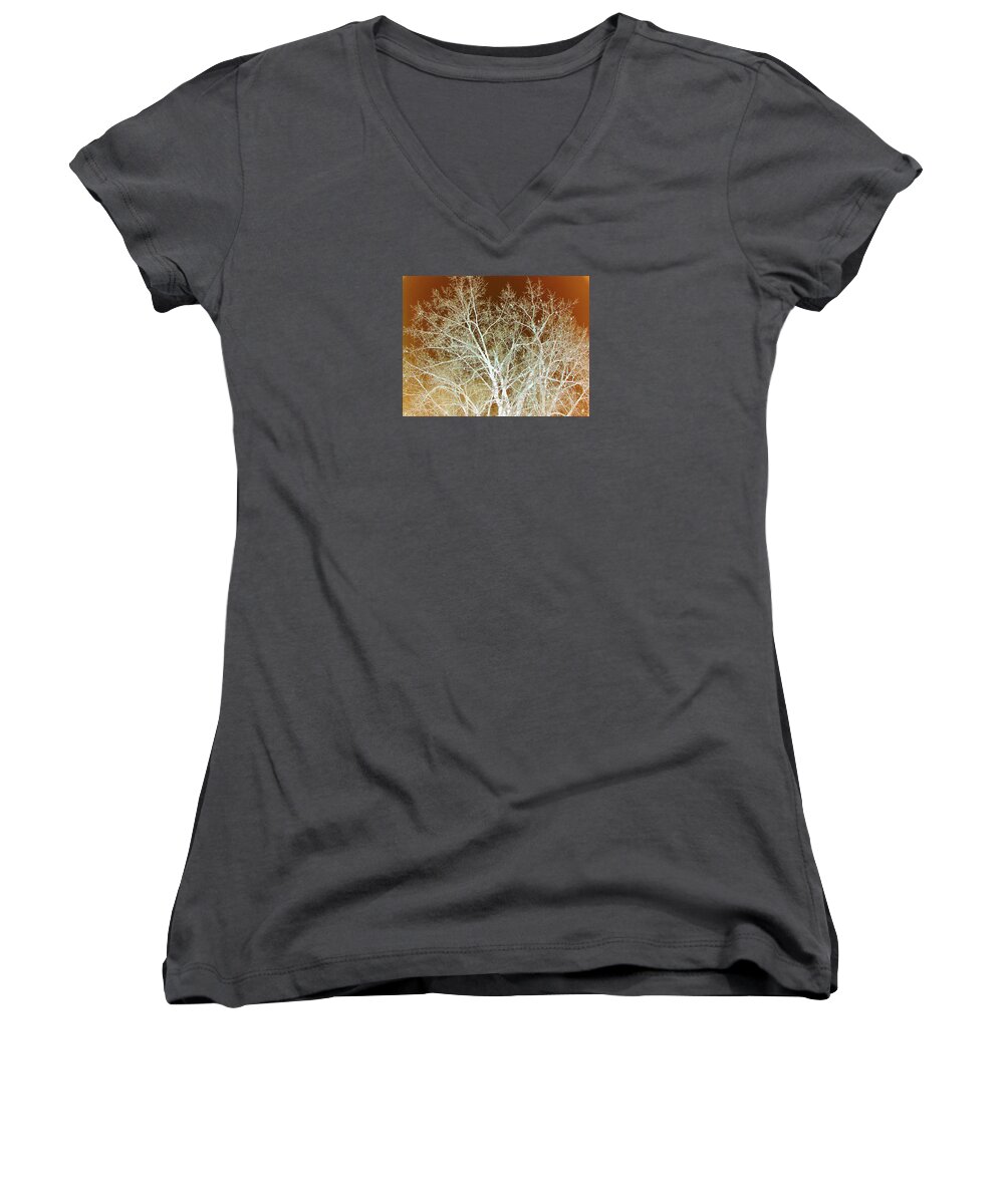 Cottonwoods Women's V-Neck featuring the photograph Winter's Dance by Cris Fulton