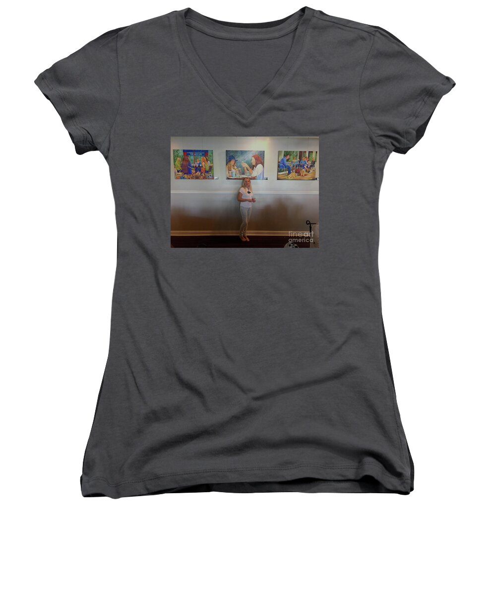 Winter Park Women's V-Neck featuring the painting With 3 paintings by AnnaJo Vahle