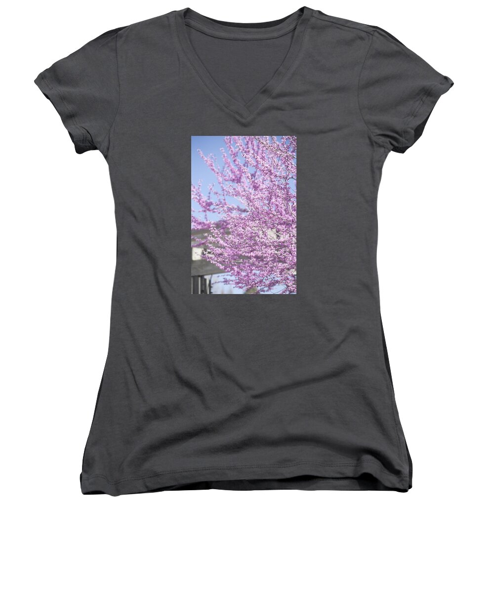 Spring Women's V-Neck featuring the photograph With Exuberance by Morris McClung