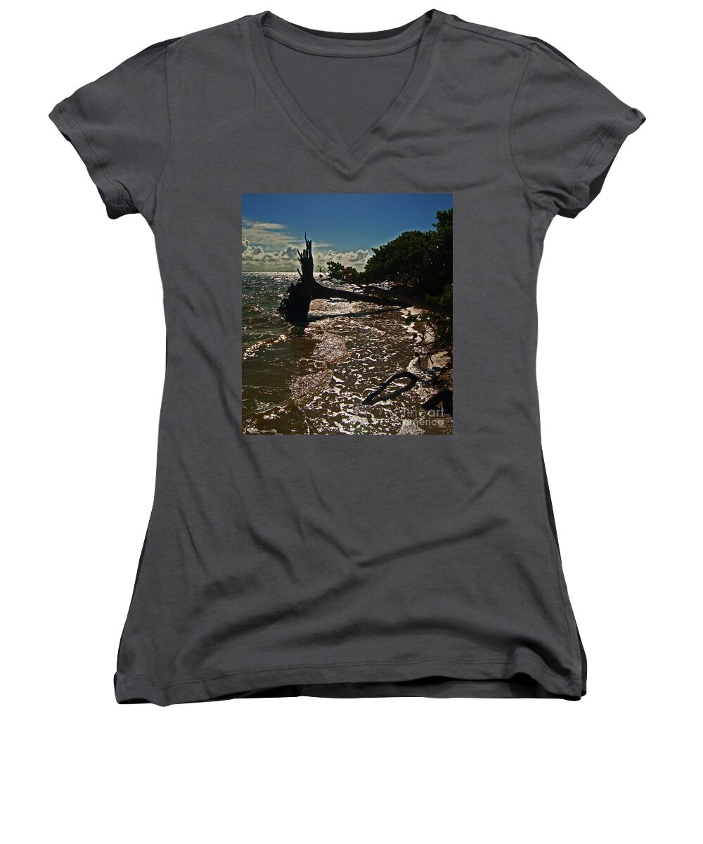 Beach Women's V-Neck featuring the photograph Wood Light by George D Gordon III