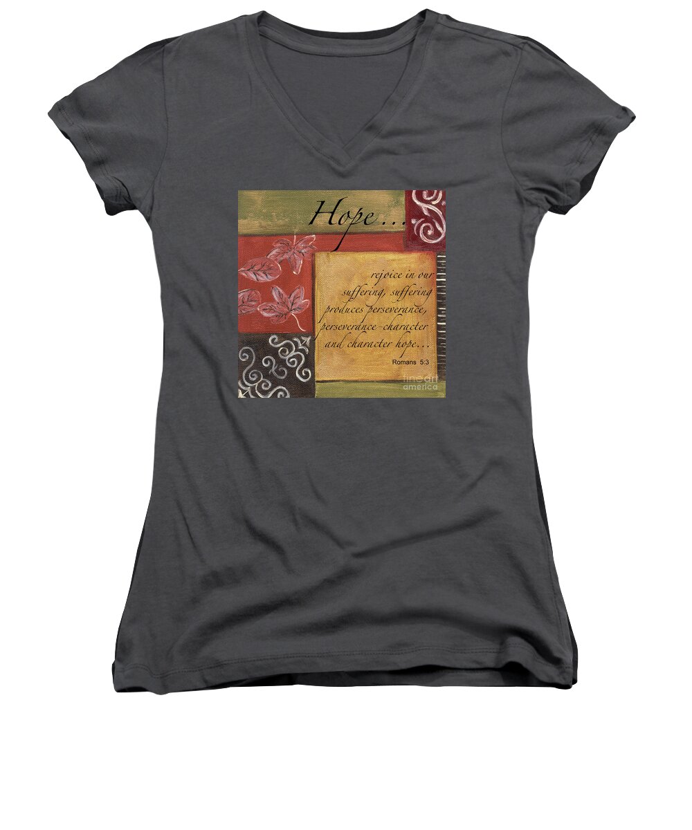 Hope Women's V-Neck featuring the painting Words To Live By Hope by Debbie DeWitt