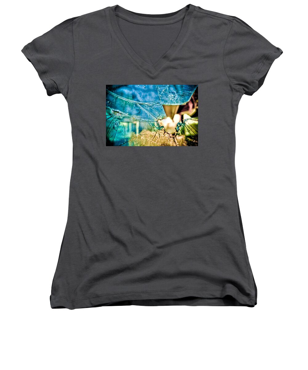 Broken Window Women's V-Neck featuring the photograph World In My Eyes by TC Morgan