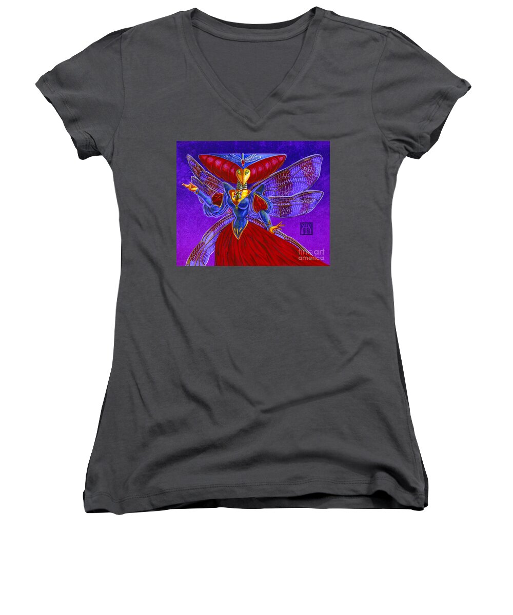 Magic The Gathering Women's V-Neck featuring the painting Xira Arien by Melissa A Benson