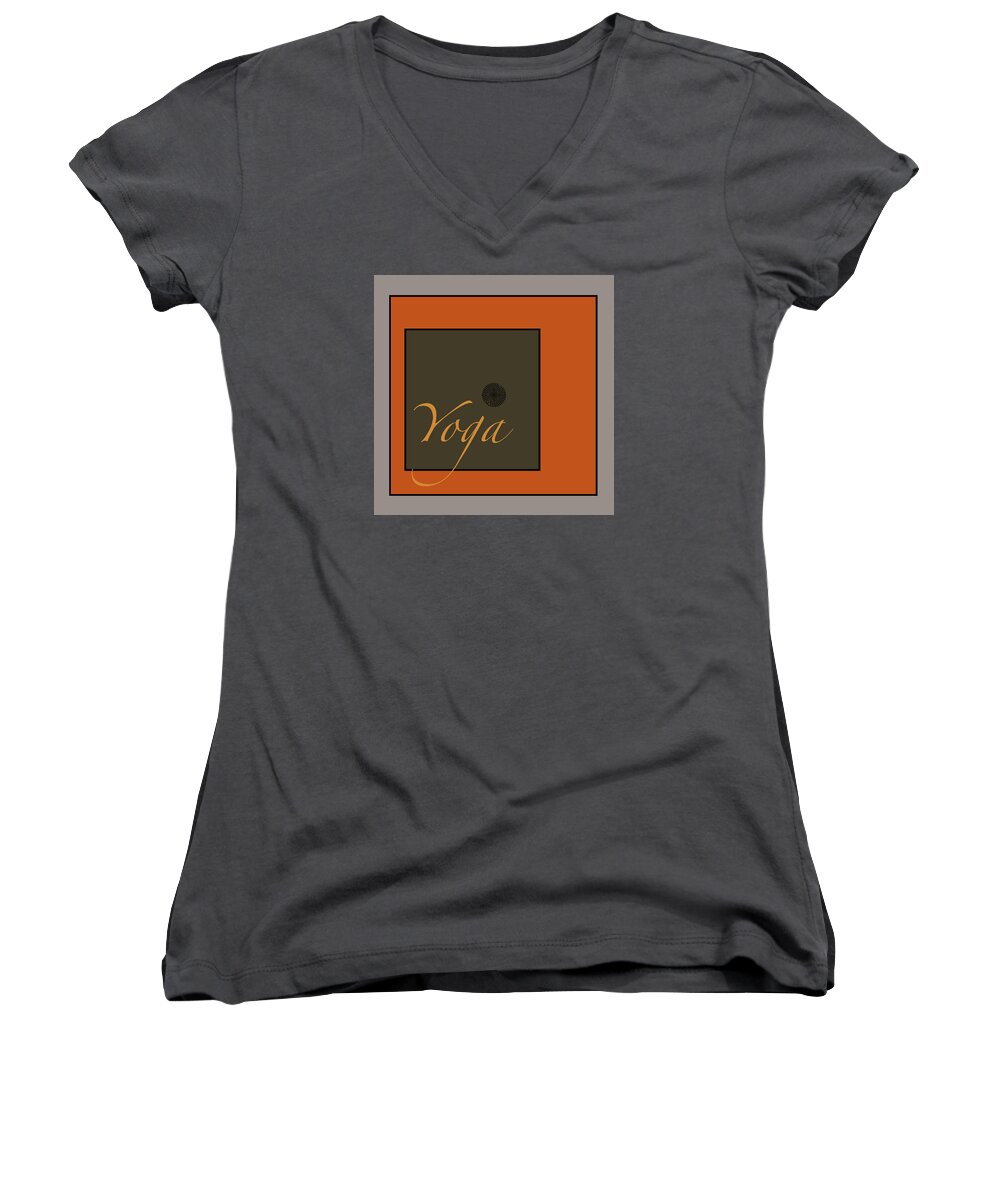 Artistic Women's V-Neck featuring the digital art Yoga by Kandy Hurley