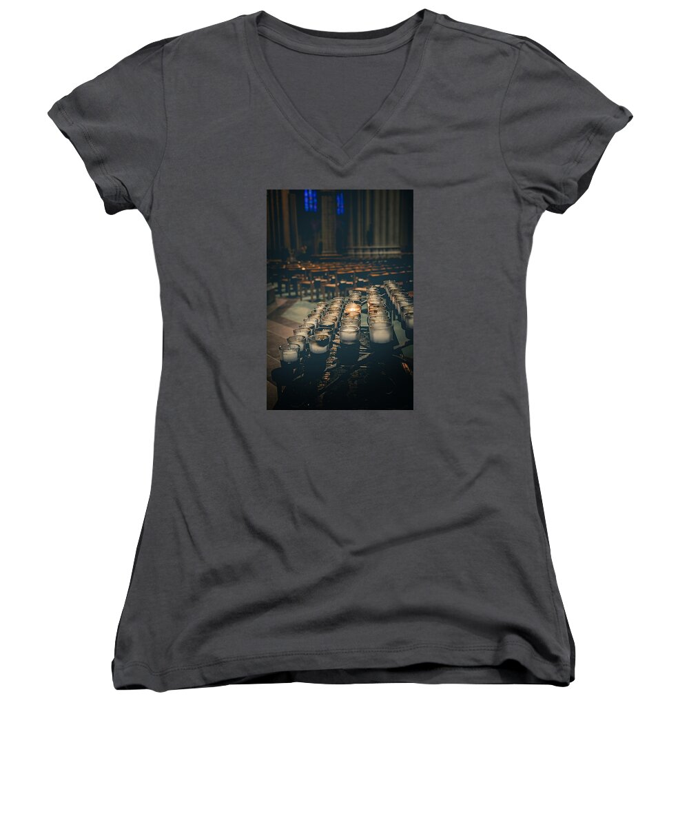 Catholic Women's V-Neck featuring the photograph You Were There For Me by Lucinda Walter