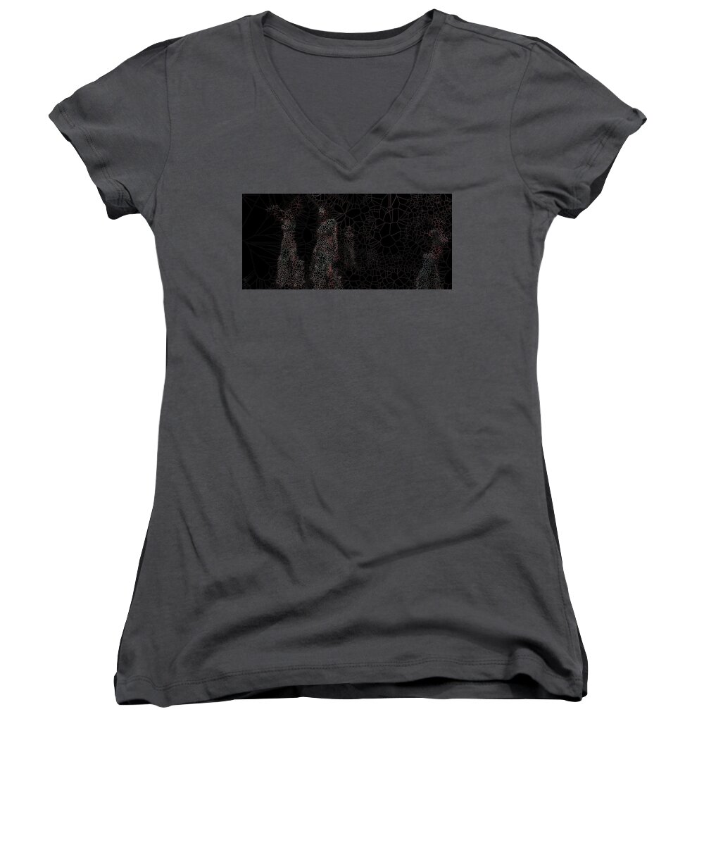 Vorotrans Women's V-Neck featuring the digital art Zombies by Stephane Poirier