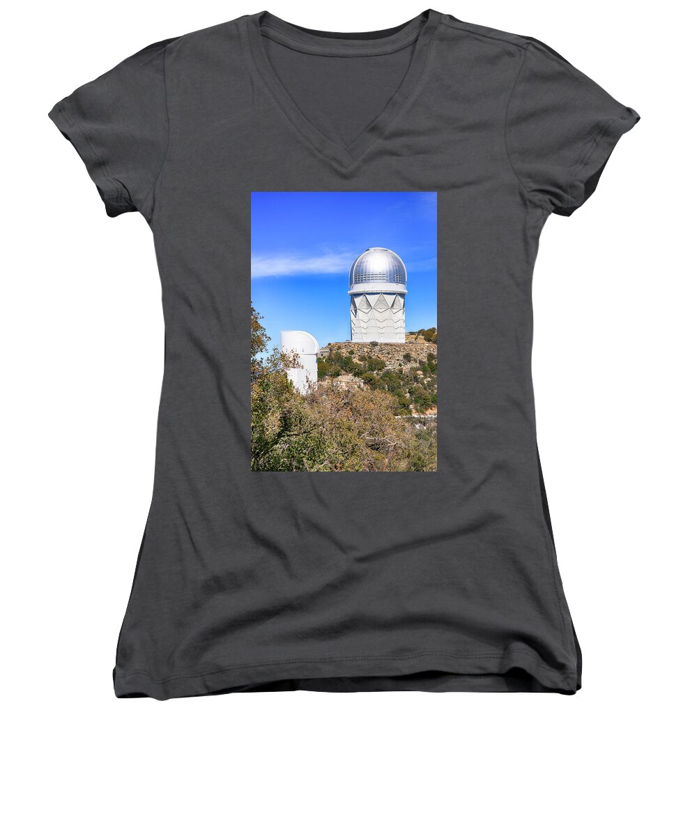 Observatory Women's V-Neck featuring the photograph Kitt Peak Observatory AZ #1 by Chris Smith
