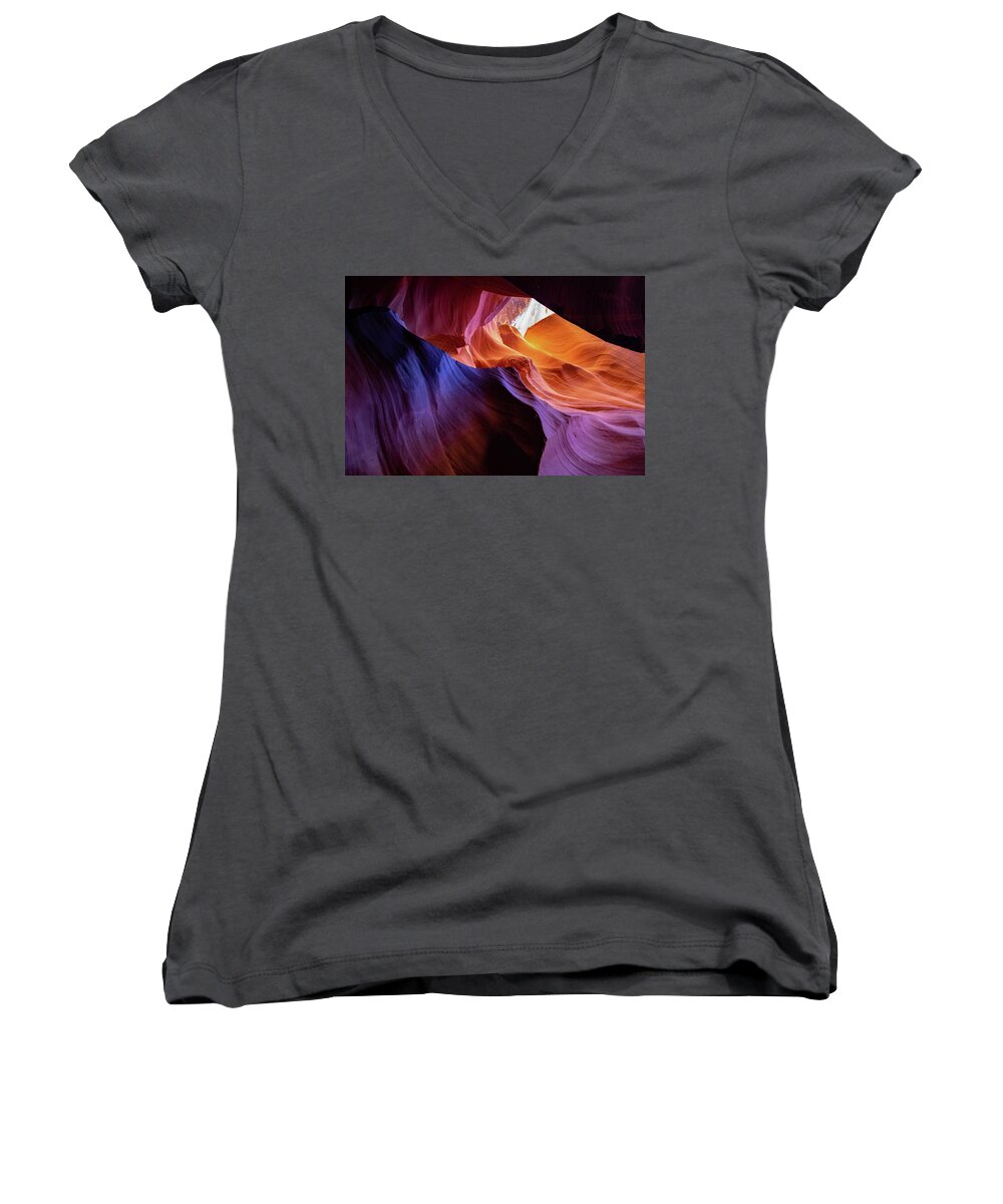 Artistic Women's V-Neck featuring the photograph The Earth's Body 11 by Mache Del Campo