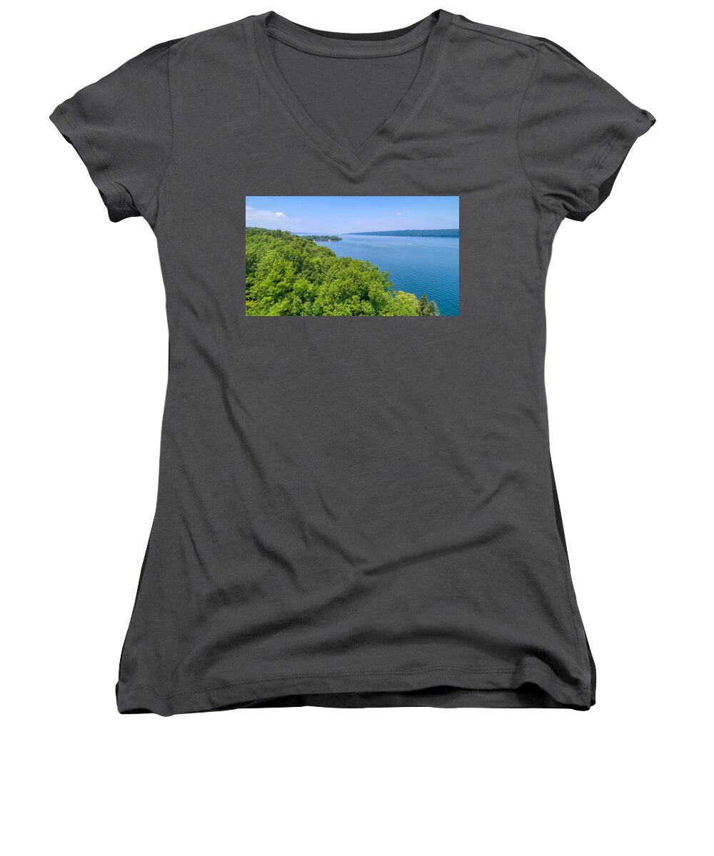 Sky Women's V-Neck featuring the photograph Cayuga Lake #2 by Anthony Giammarino