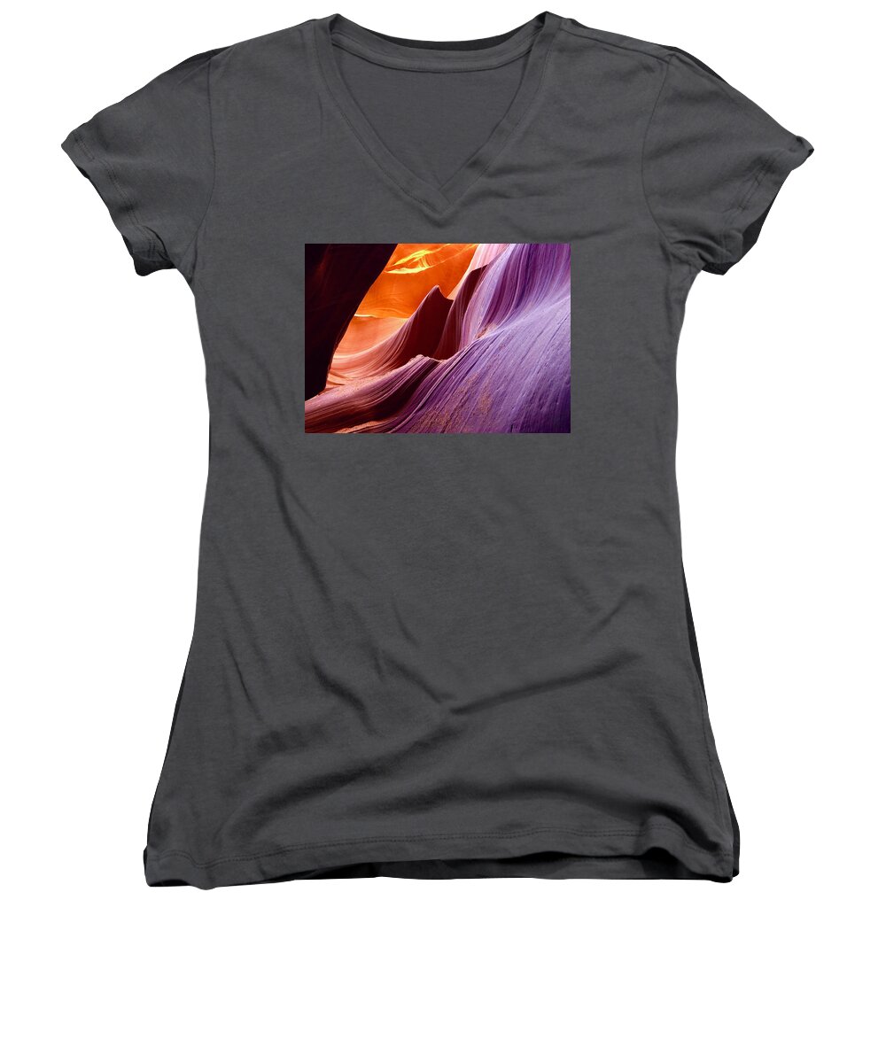 Artistic Women's V-Neck featuring the photograph The Earth's Body 6 by Mache Del Campo