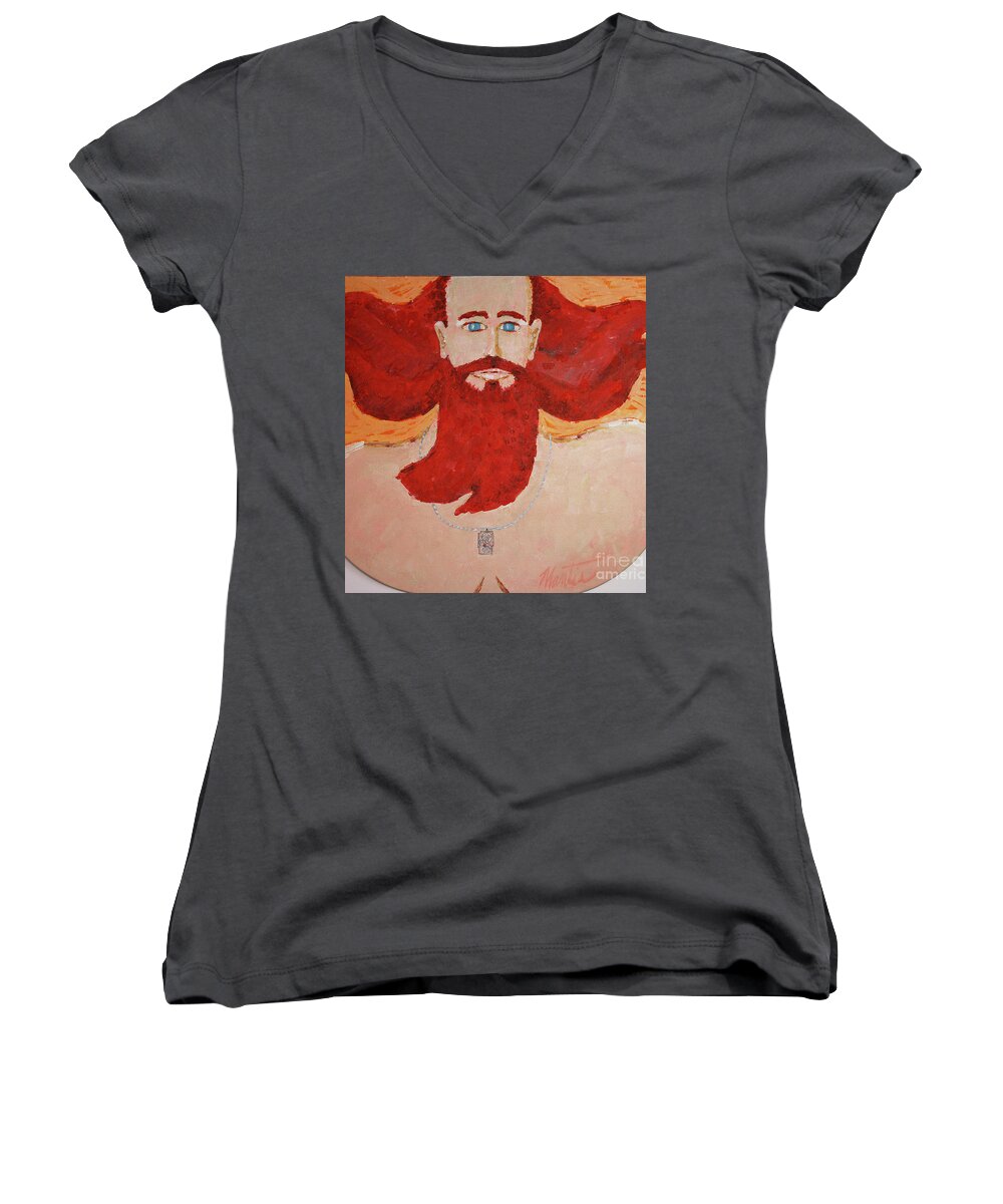 Vintage Painting Women's V-Neck featuring the painting 45yr Old Shaped Painting  by Art Mantia