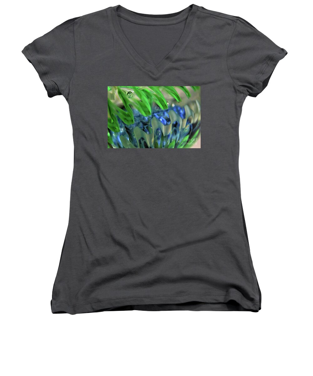 Glass Women's V-Neck featuring the photograph A Bubble in Beauty Abstract by Karen Adams