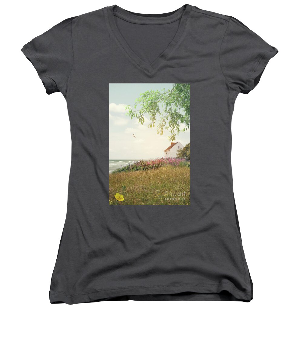 House Women's V-Neck featuring the photograph A House By The Sea by Ethiriel Photography