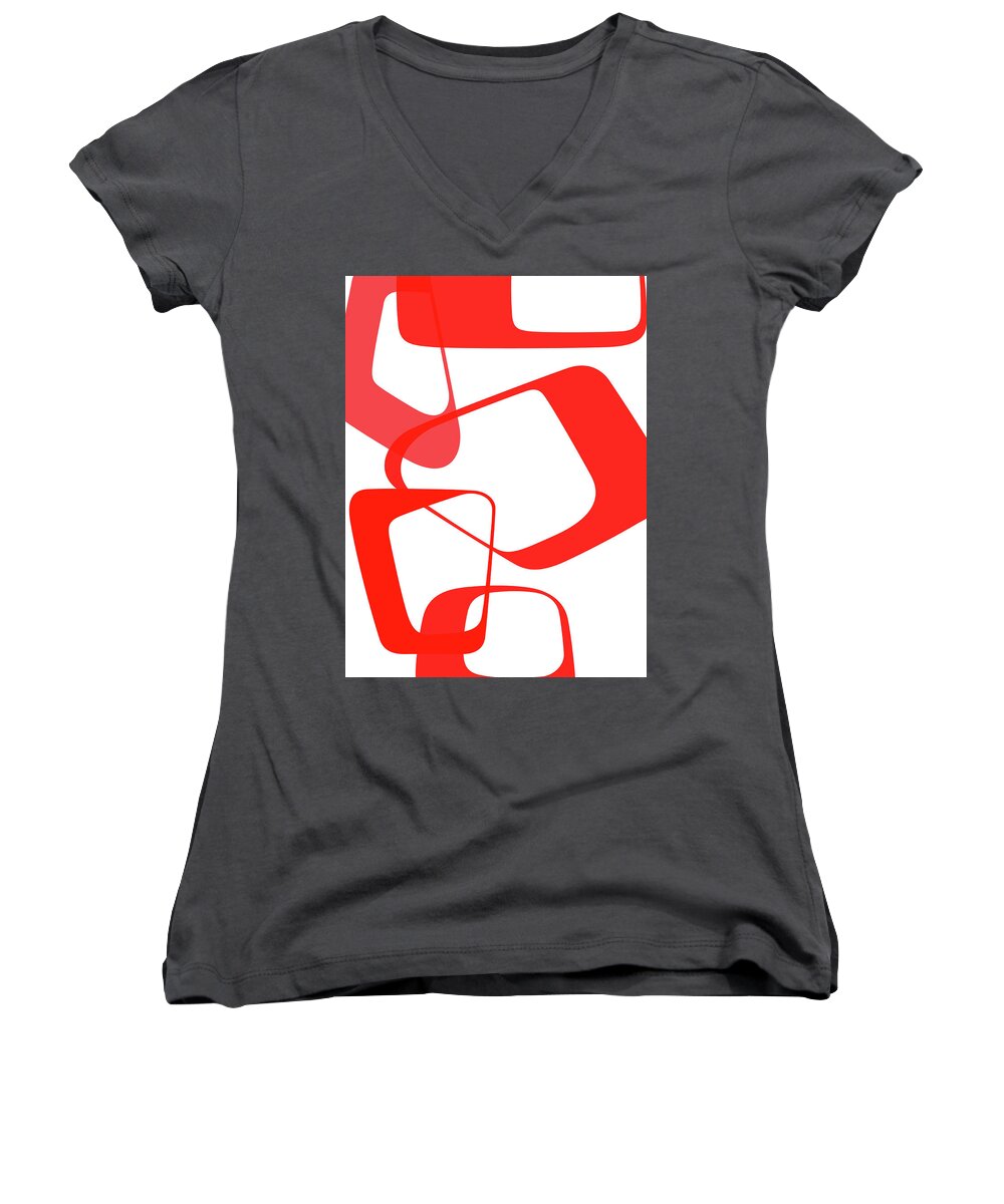 Abstract Women's V-Neck featuring the digital art Abstract Rings III by Naxart Studio