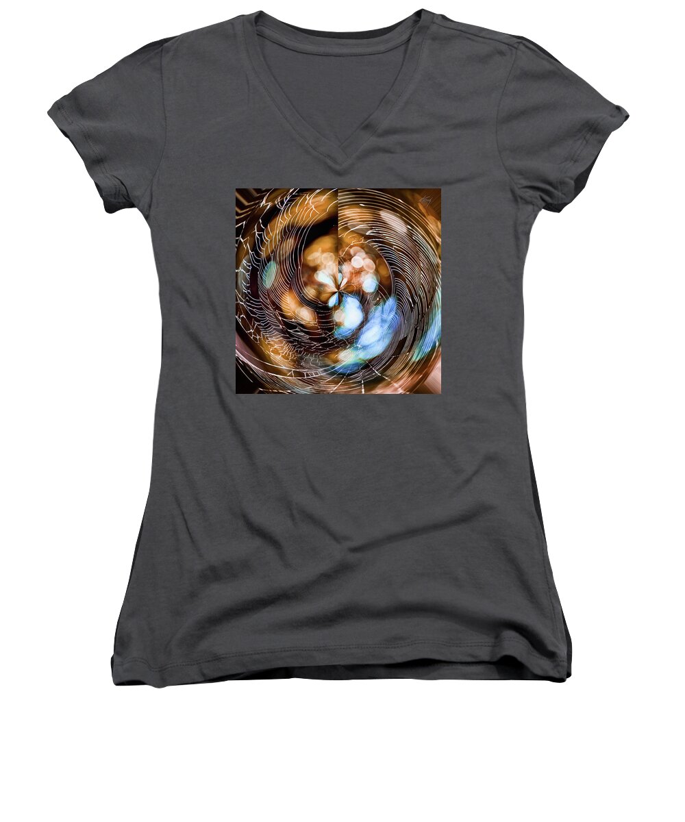Abstract Women's V-Neck featuring the photograph Angie's Web by Michael Frank