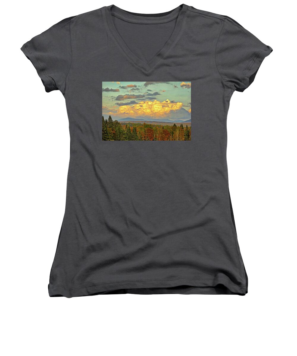 Maine Women's V-Neck featuring the photograph Autumn Clouds Over Maine by Russel Considine