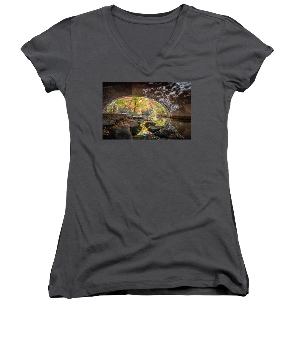 Autumn Women's V-Neck featuring the photograph Autumn Tunnel Vision by John Randazzo