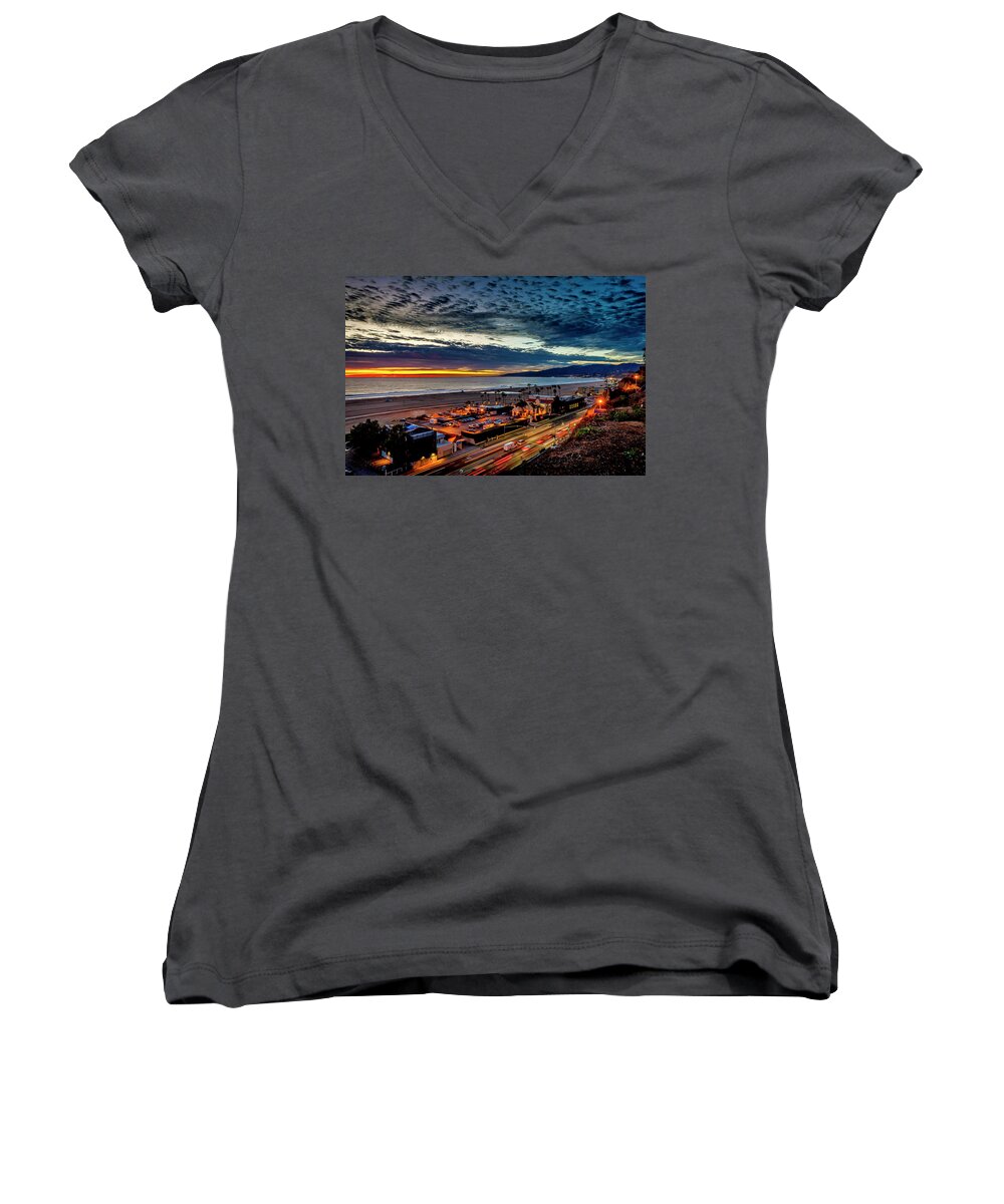Sunset Women's V-Neck featuring the photograph Beautiful sky after the storm by Gene Parks