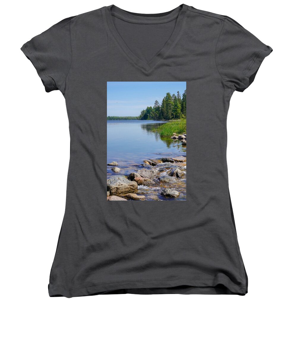 River Women's V-Neck featuring the photograph Beginning of a Journey by Susan Rydberg