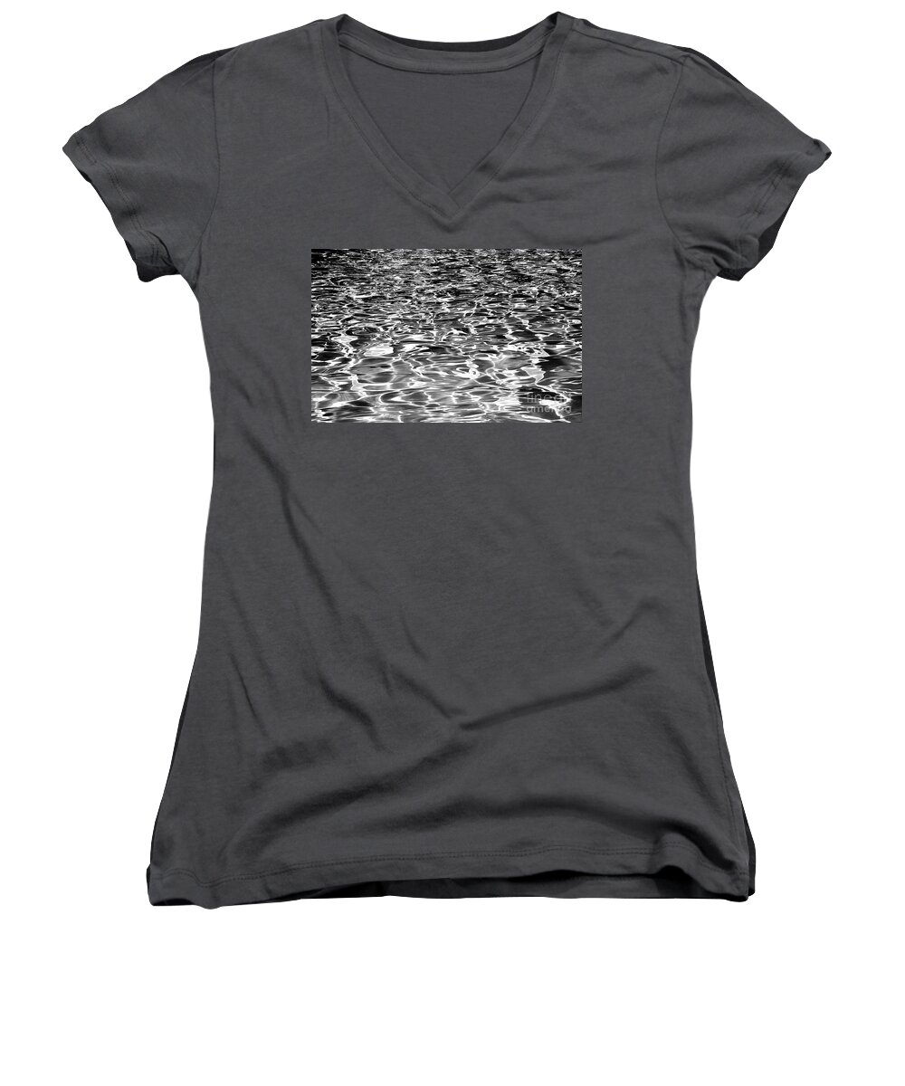 Black Women's V-Neck featuring the photograph Black Waves by Ramona Matei