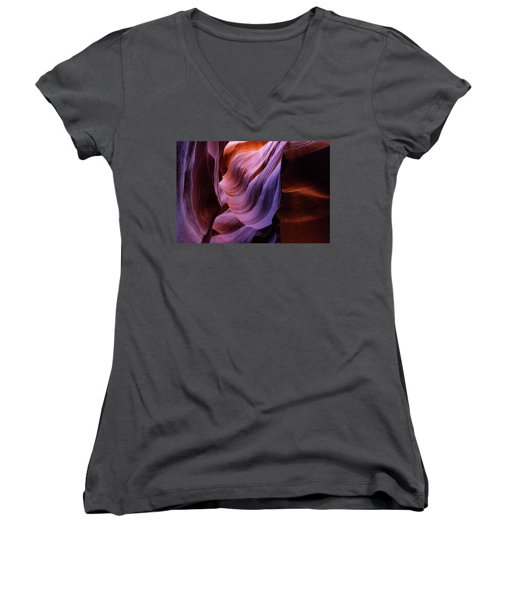 Abstract Women's V-Neck featuring the photograph The Earth's Body 14 by Mache Del Campo