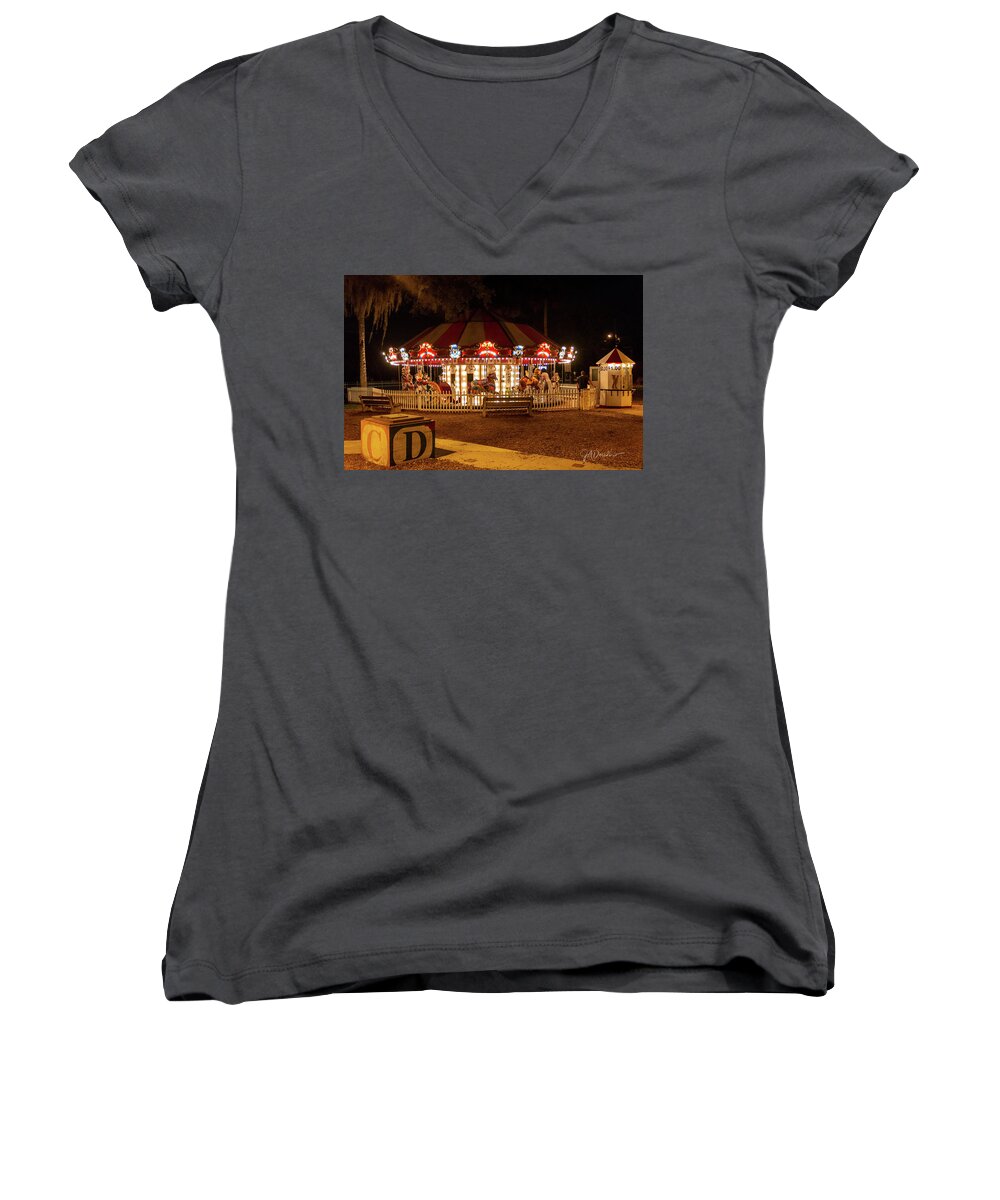 St. Augustine Women's V-Neck featuring the photograph Carousel by Joseph Desiderio