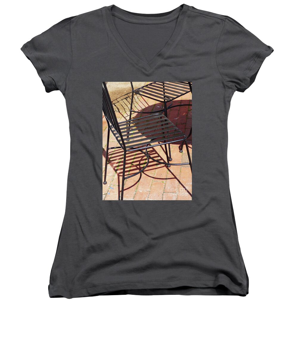 Still Life Women's V-Neck featuring the photograph Chair Shadows 300 by Sharon Williams Eng