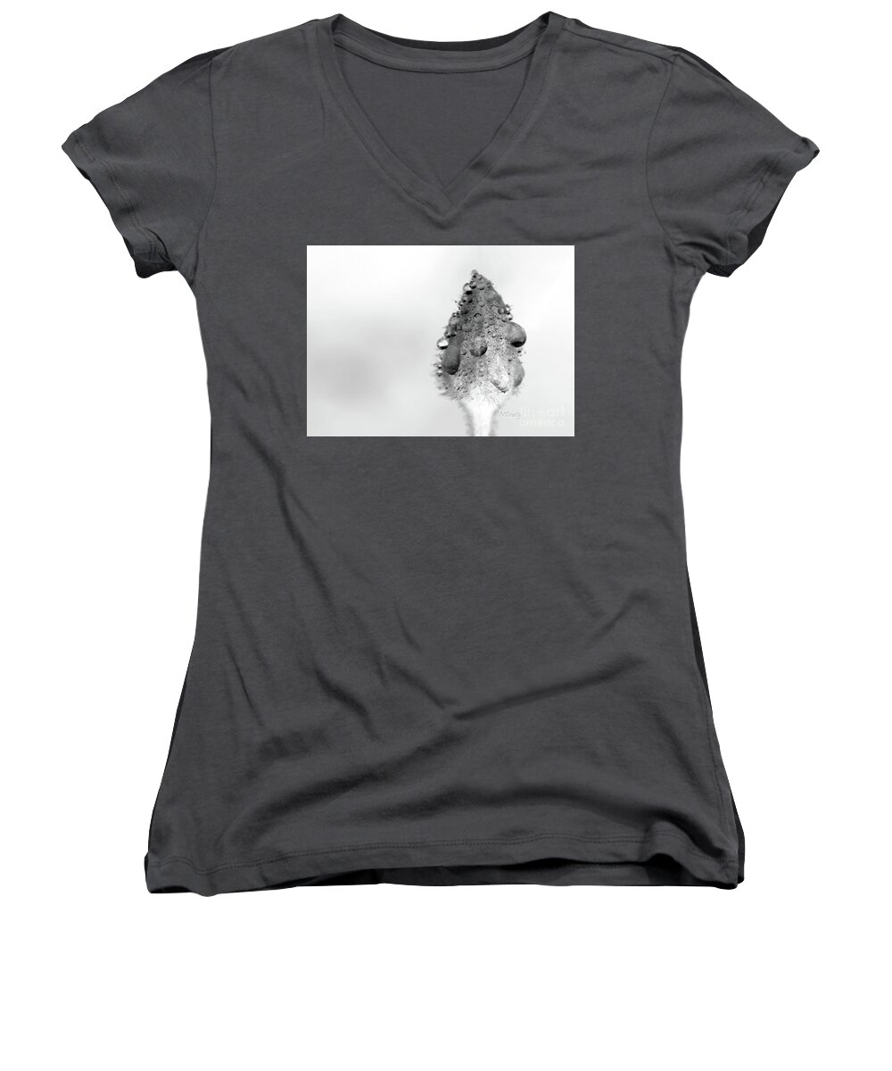 Clematis Bud In Rain Women's V-Neck featuring the photograph Clematis Bud in Rain by Natalie Dowty