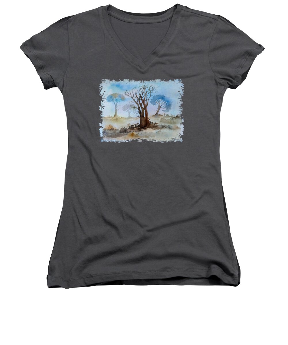Kenya Painting Women's V-Neck featuring the painting Dry Tree by Anthony Mwangi