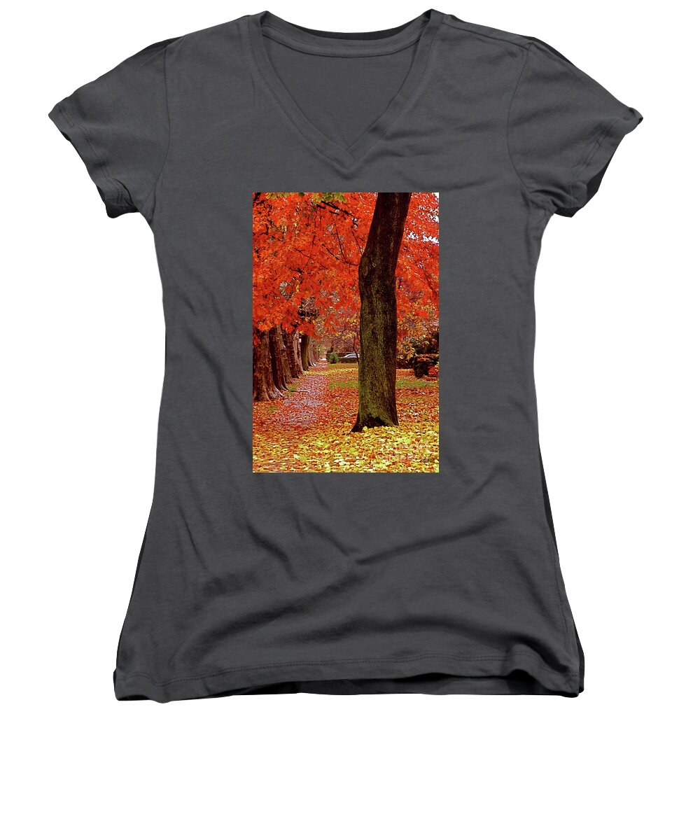 Fall Women's V-Neck featuring the photograph East 19 Street by Mark Gilman