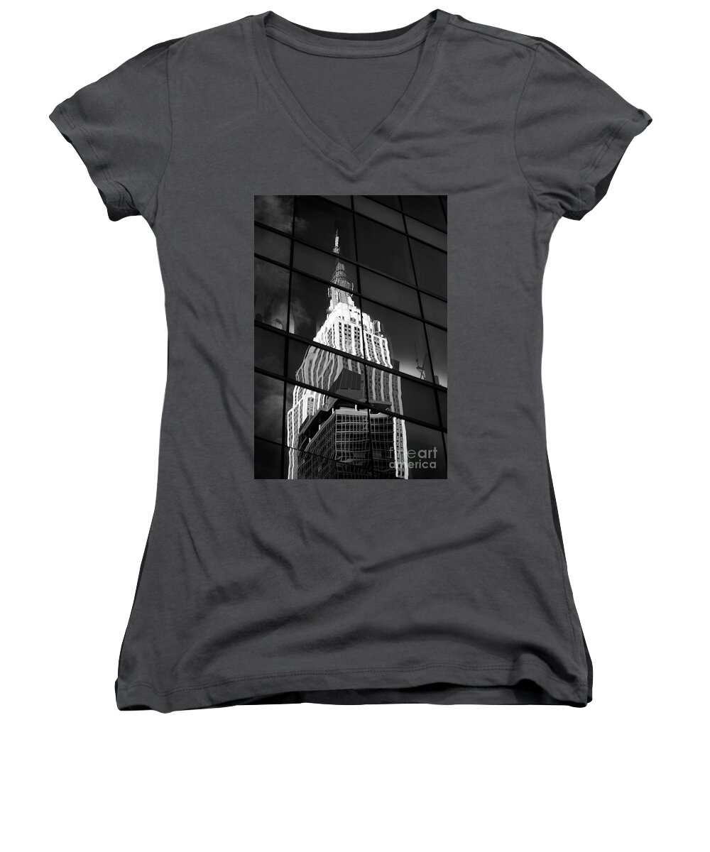 Empire State Building Women's V-Neck featuring the photograph Empire State Building by Tony Cordoza