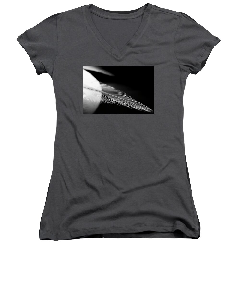Abstract Women's V-Neck featuring the photograph Feathers by Silvia Marcoschamer