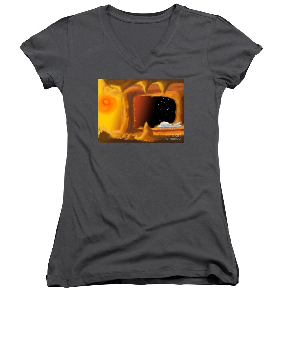 Futuristic Women's V-Neck featuring the digital art Feeling The Heat by Gary F Richards