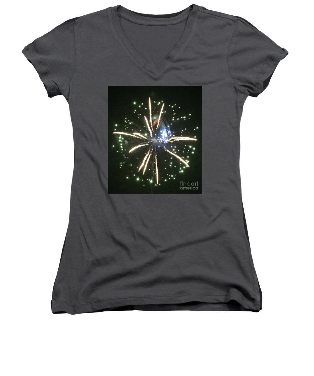 Fireworks Women's V-Neck featuring the photograph Fireworks by Aicy Karbstein