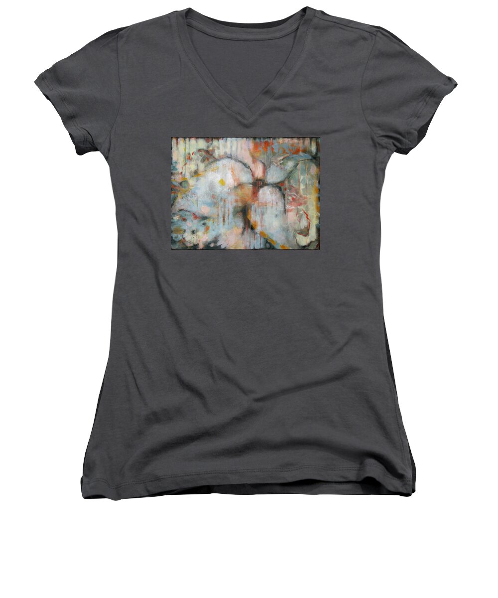Flower Women's V-Neck featuring the painting Flower Dream II by Janet Zoya