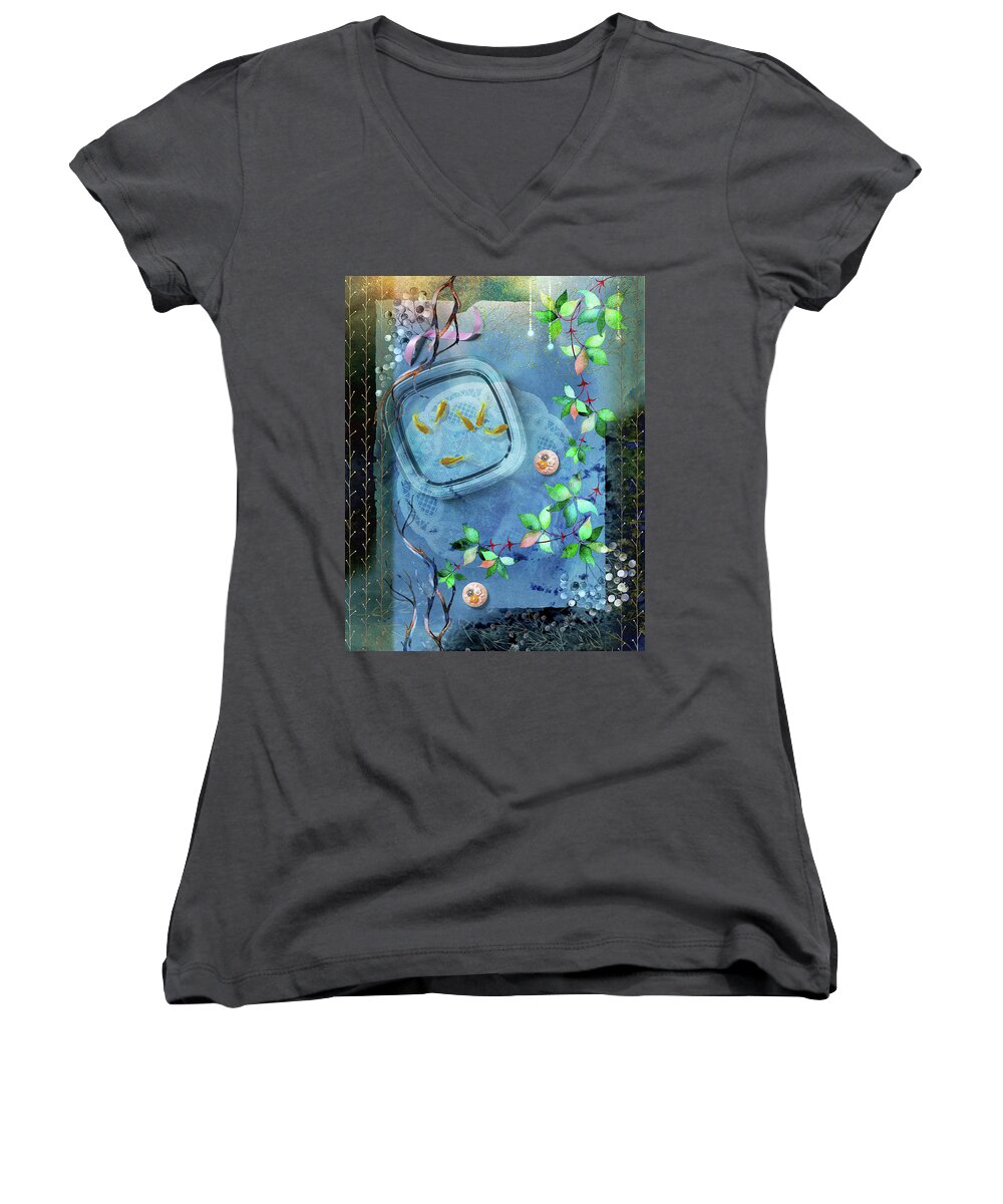 Fragility Women's V-Neck featuring the digital art Fragility of Life by Linda Carruth