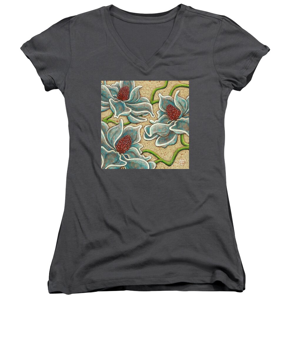 Garden Women's V-Neck featuring the painting Garden Room 39 by Amy E Fraser